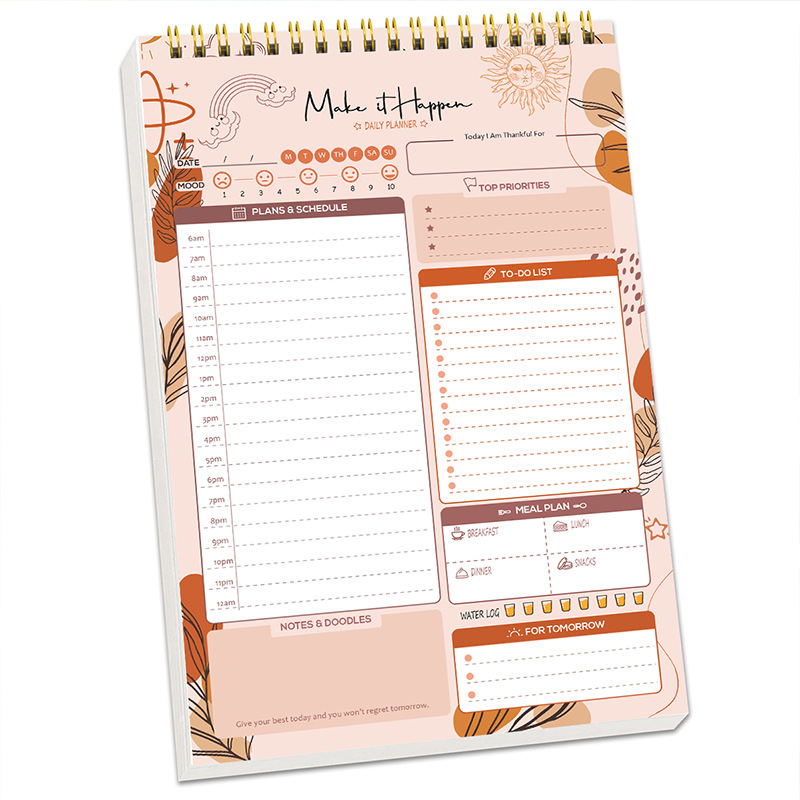 Office Stationery Supply List - สมุดแพลนเนอร์แบบสันเกลียว A5 สำหรับจัดตารางงาน บันทึกแผนงานประจำวัน รายการสิ่งที่ต้องทำ สมุดโน้ต
