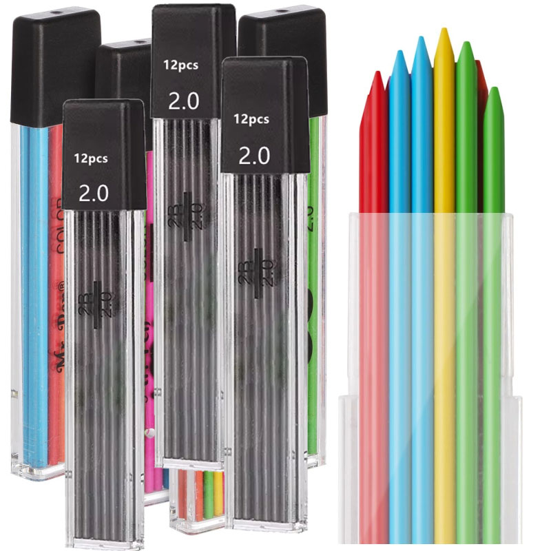 Mechanical Pencil Lead - 2.0 มม.เติมตะกั่ว 2B อัตโนมัตินักเรียนดินสอสี/สีดําเติม Sketch โรงเรียนเครื่องเขียน