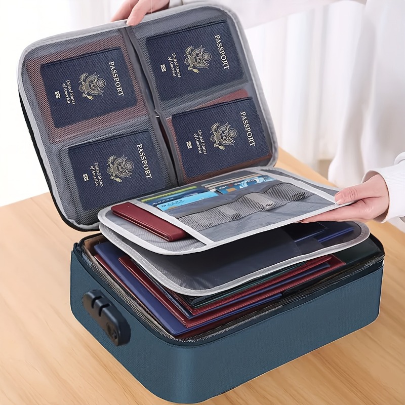 Portfolio Folder Zip - กระเป๋าเก็บเอกสารแบบล็อคได้, กระเป๋าจัดระเบียบแบบซิป 3 ชั้น พร้อมกุญแจรหัสสำหรับเอกสารแล็ปท็อป, ที่จัดระเบียบเอกสารบนโต๊ะทำงานที่ทนทานสำหรับแฟ้มสำนักงาน