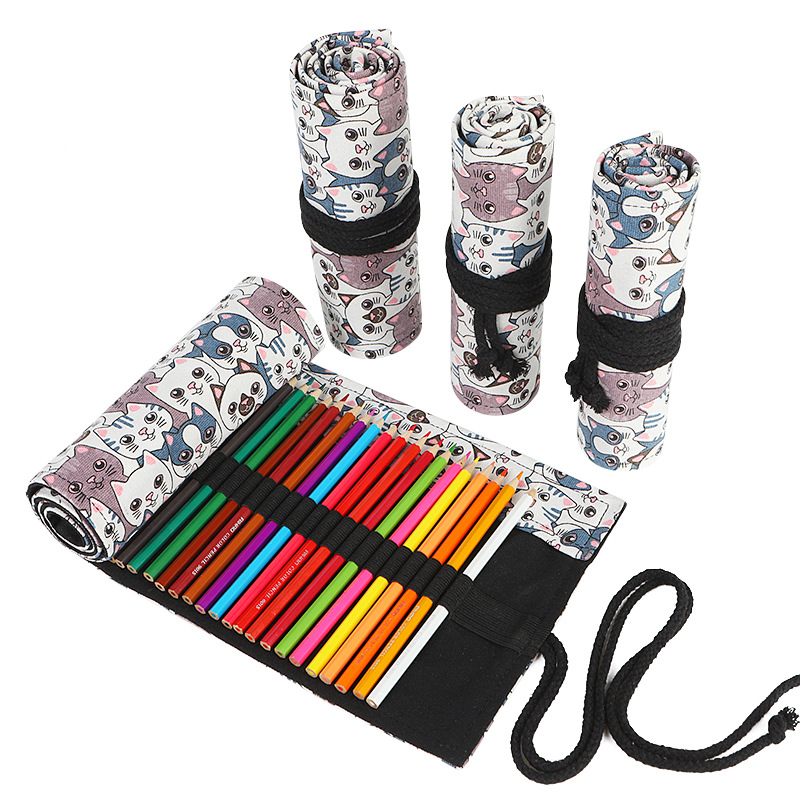 Pen Pouch Roll - 72 ช่องใส่ดินสอโรงเรียนม้วน Pencilcase อุปกรณ์สําหรับเด็กผู้หญิงปากกากระเป๋าเครื่องเขียน Organizer กระเป๋า