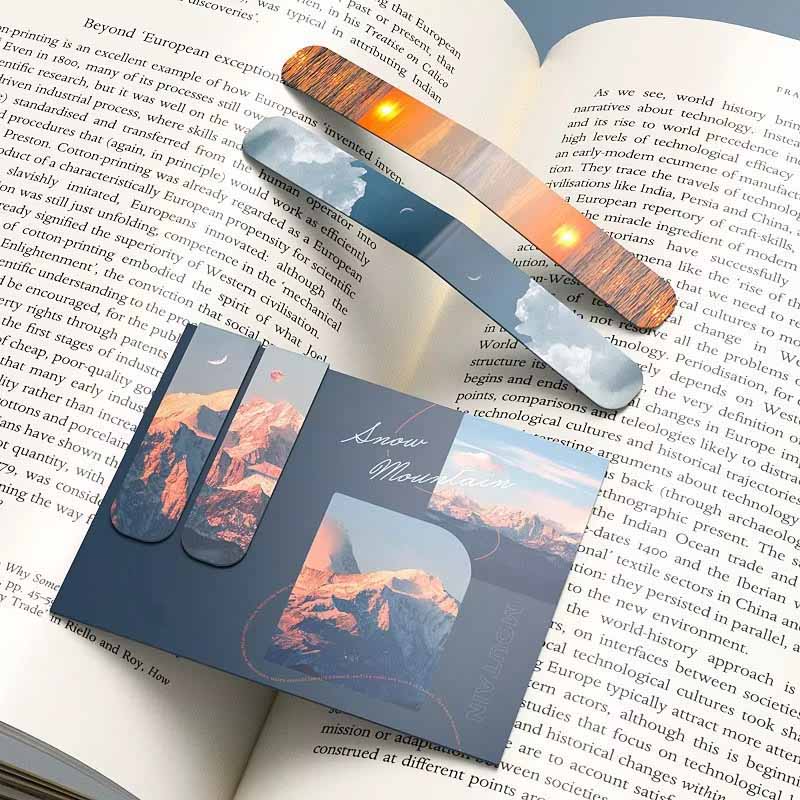 Bookmark Magnetic Clip - ที่คั่นหนังสือแม่เหล็ก 2 ชิ้น ลายทิวทัศน์ ตัวหนีบแม่เหล็กสำหรับนักเรียน ครู