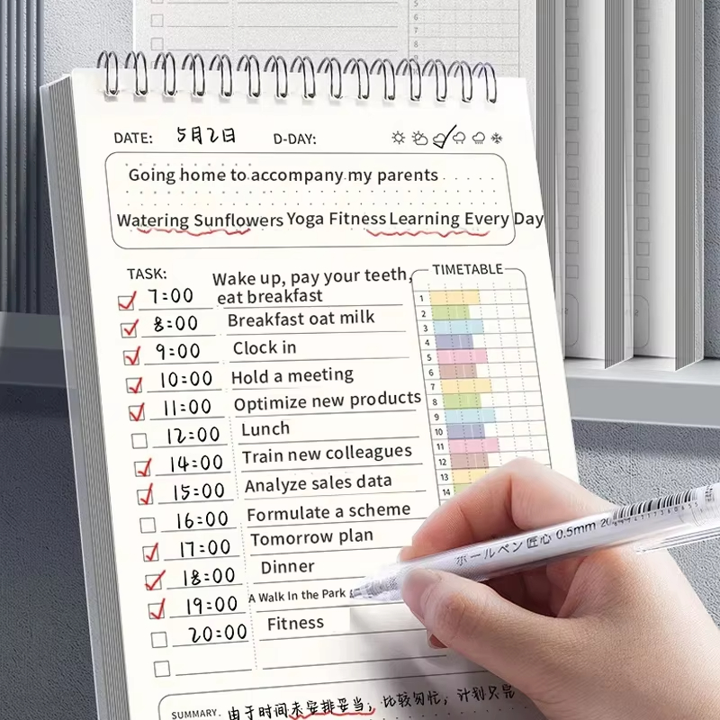 Office Stationery Supply List - สมุดแพลนเนอร์แบบสันห่วง A5 1 เล่ม สำหรับจดบันทึกตารางงานประจำวัน รายการสิ่งที่ต้องทำ
