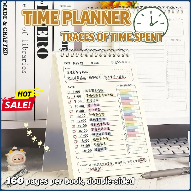Office Stationery Supply List - สมุดวางแผน 2 เล่ม แบบสันห่วง A5 สำหรับจดบันทึกตารางเวลา
