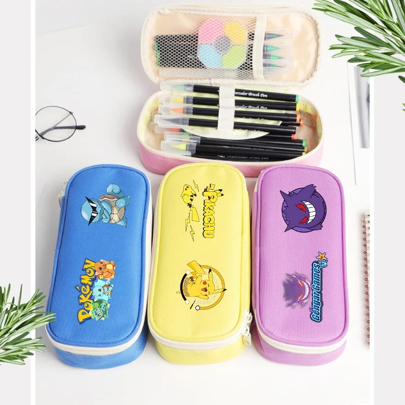 Stationery Office - โปเกมอน ปิกาจูกล่องดินสอน่ารักเครื่องเขียนนักเรียนการ์ตูนอะนิเมะกราฟิกพิมพ์อุปกรณ์การเรียนแบบพกพาความจุขนาดใหญ่ของขวัญ