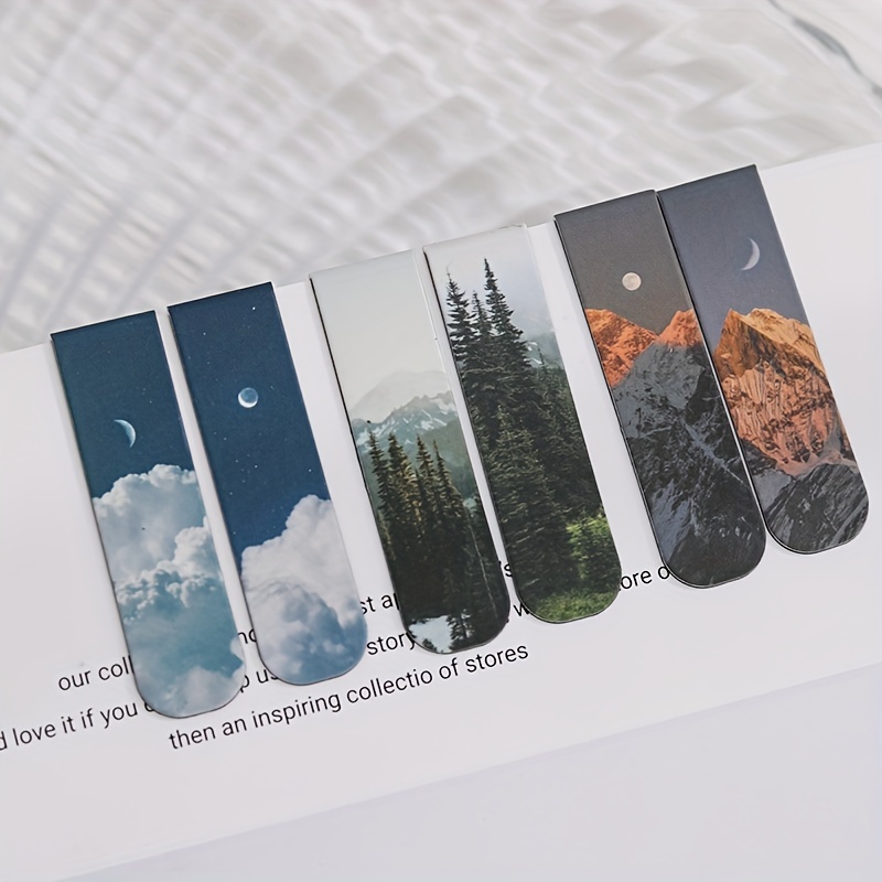 Bookmark Magnetic Clip - 2pcs ภูมิทัศน์ธีมบุ๊คมาร์คแม่เหล็กแม่เหล็กเครื่องหมายหน้าแม่เหล็กคลิปหน้าสําหรับนักเรียนครูสนุกเครื่องหมายหนังสือสําหรับอ่านหนังสือ