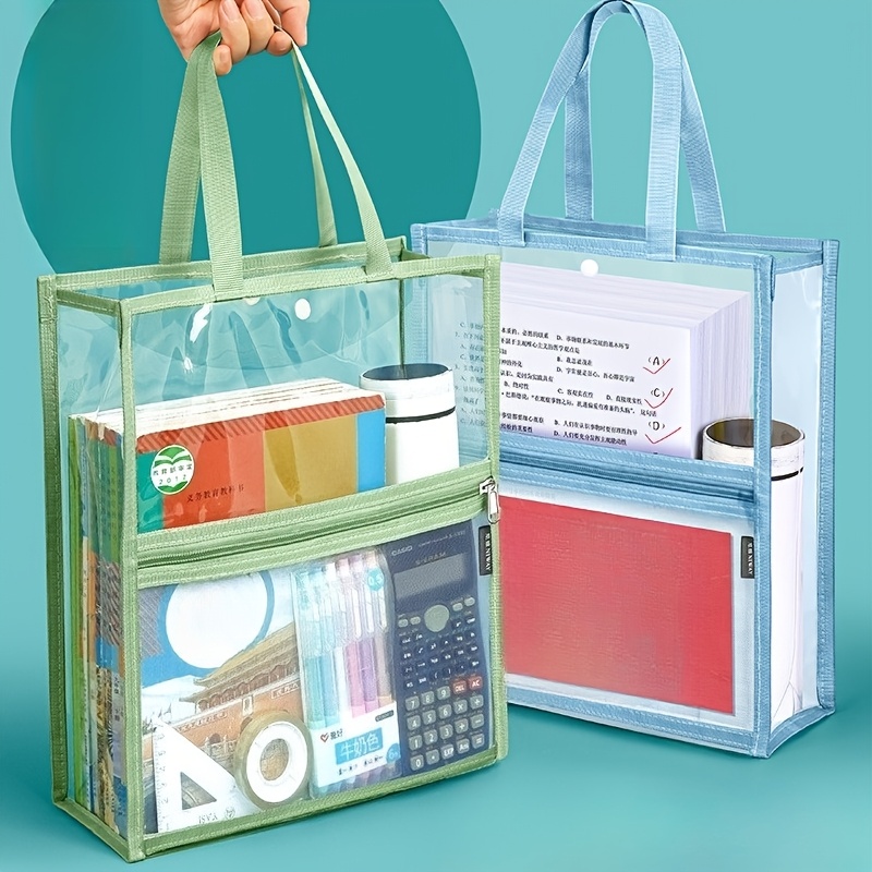 Portfolio Folder Zip - 1 ชิ้น, สีสุ่ม, แฟ้มใส, กระเป๋าสอนพิเศษ, กระเป๋าโท้ทสำหรับนักเรียน,
