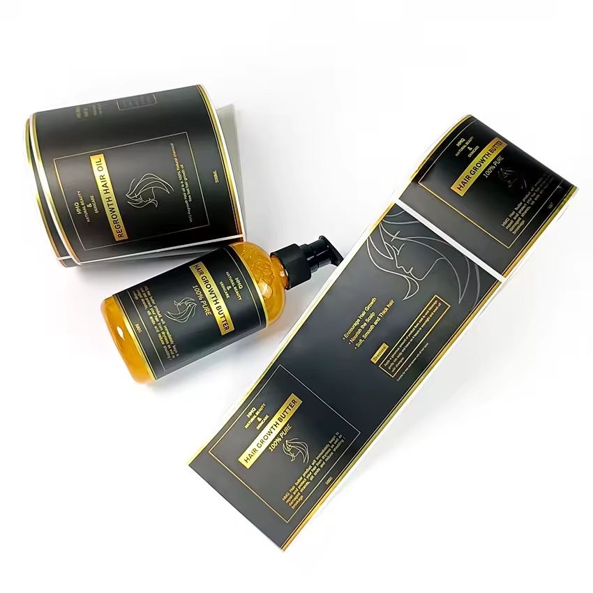 Sticker Label Roll - สติกเกอร์ไวนิลฟอยล์ทองหรูหราแบบกำหนดเอง｜สติกเกอร์ม้วนแบบติดเอง｜สติกเกอร์บรรจุภัณฑ์พิมพ์โลโก้แบบนูนด้วย UV