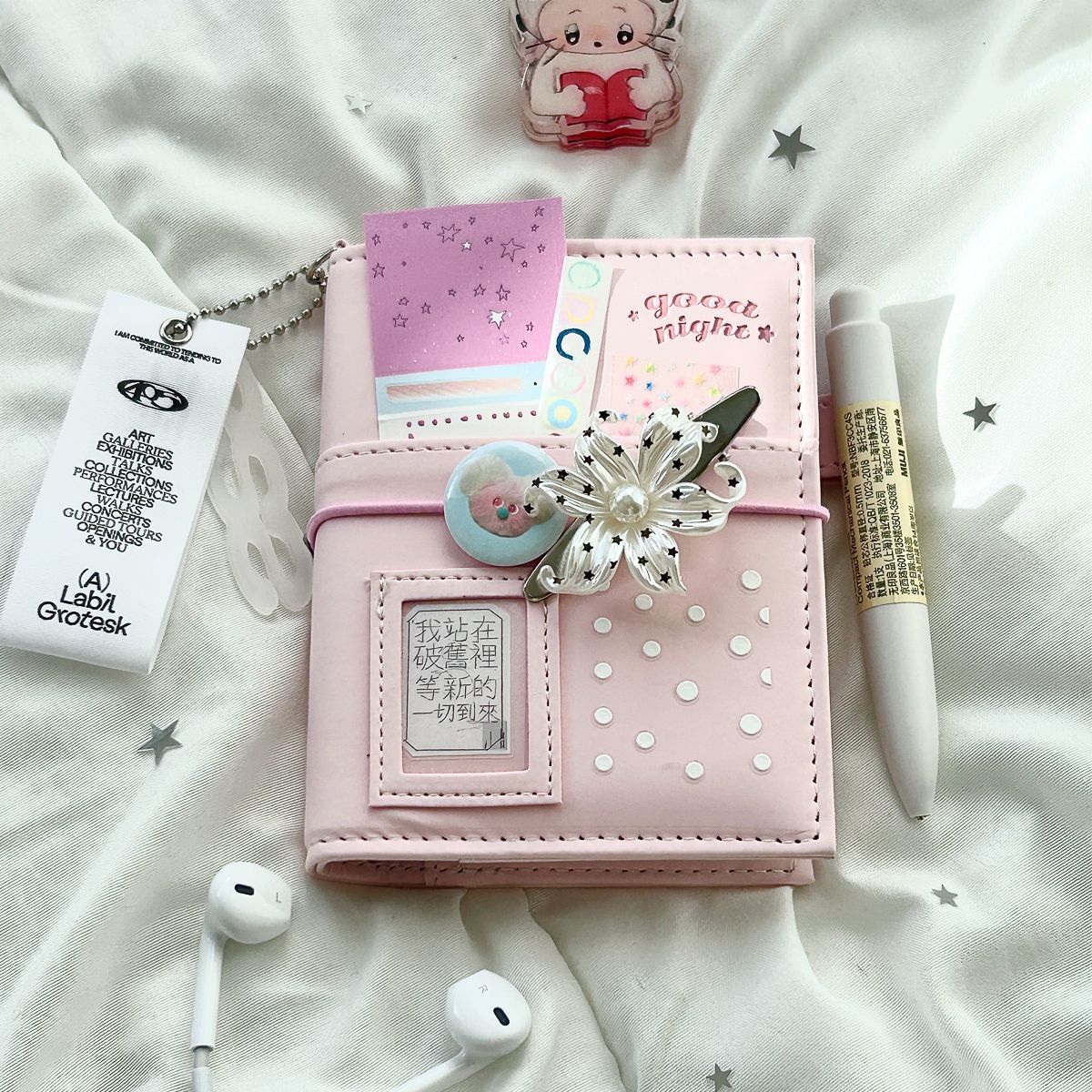 Journal Leather Hardcover - สมุดบันทึกปกแข็งแบบหลวมสีชมพูน่ารัก รุ่น M5 ขนาดพกพา ทำจากหนัง PU