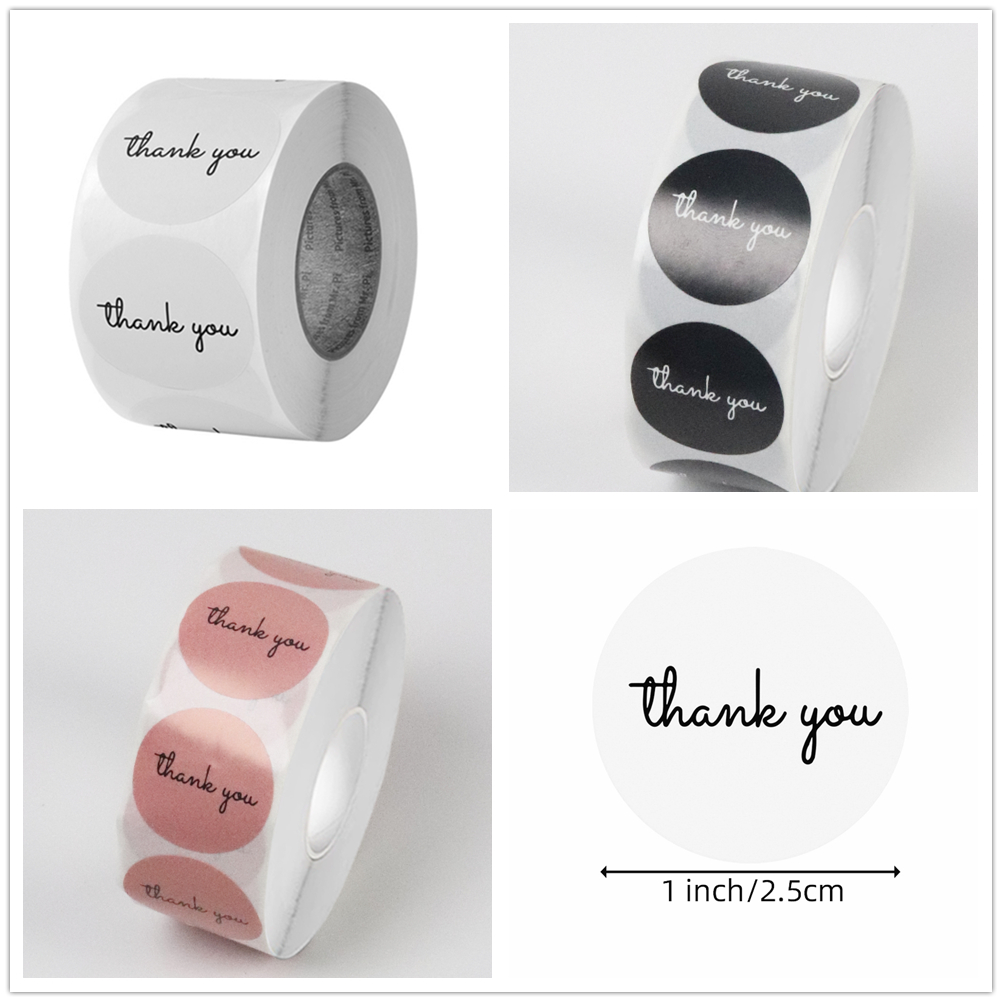 Sticker Label Roll - สติกเกอร์ขอบคุณ 500 ชิ้น ม้วน ขนาด 25