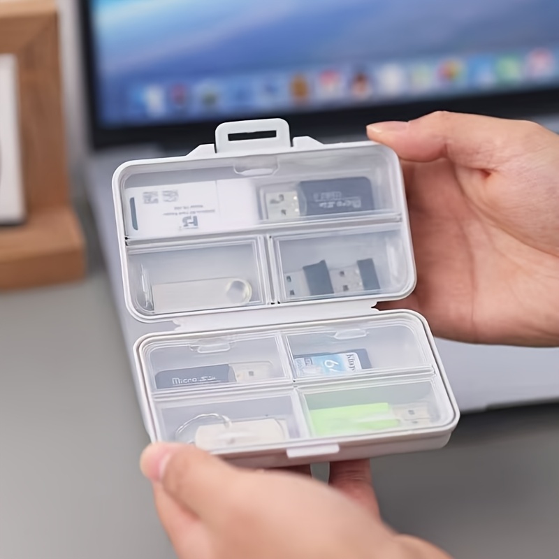 Stationery Office Supply Store - กล่องเก็บของ USB 1 ชิ้นพร้อมช่องและฝาปิด เหมาะสำหรับจัดเก็บอุปกรณ์สำนักงาน เครื่องเขียน