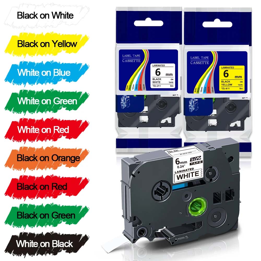 Label Printer Tape - 1 แพ็ค TZe211 Ptouch 6 มม./0.24