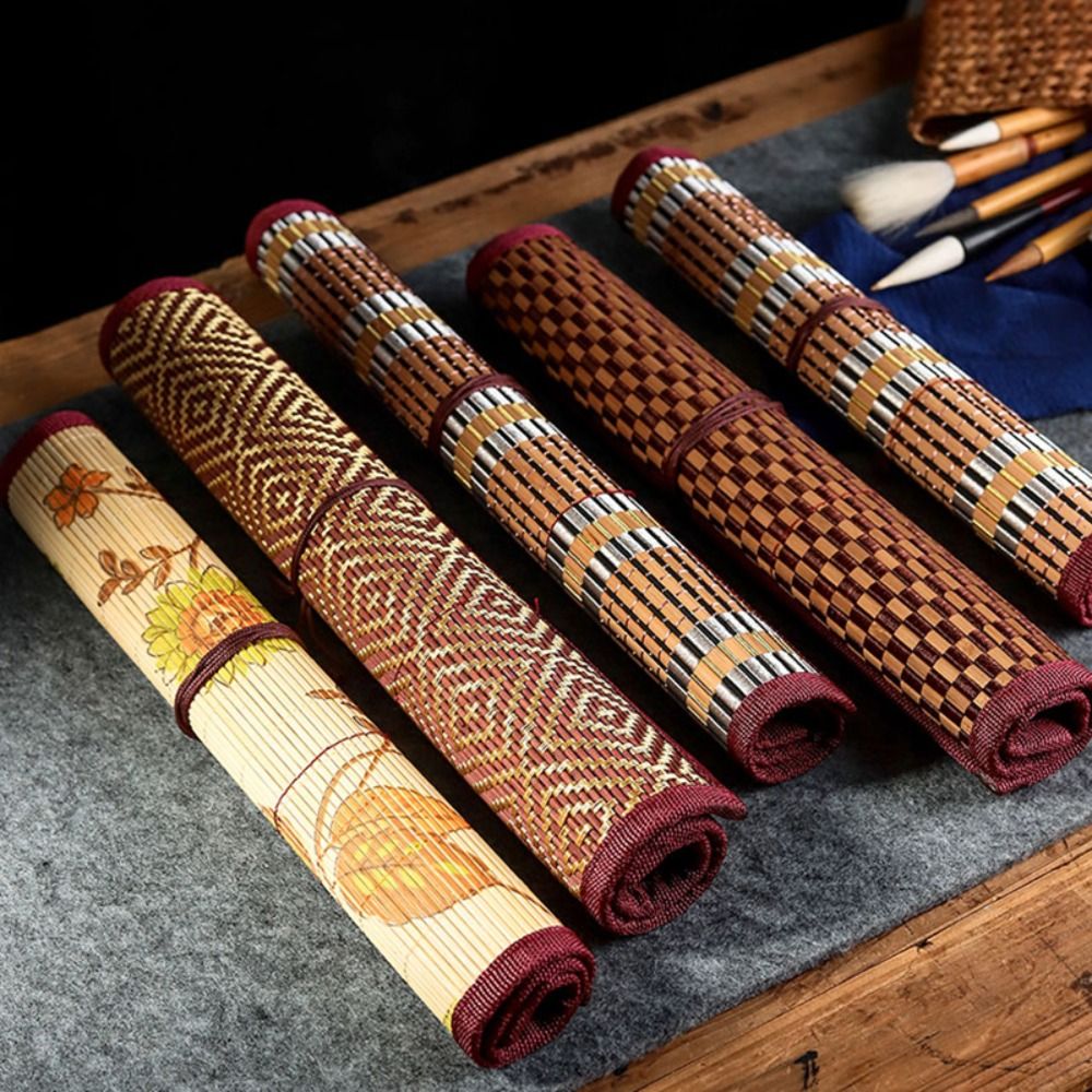 Pen Pouch Roll - ที่ใส่แปรงทาสีไม้ไผ่คุณภาพสูง ความจุขนาดใหญ่ กล่องใส่ปากกาแบบจีน กระเป๋าแบบม้วน อุปกรณ์ศิลปะ