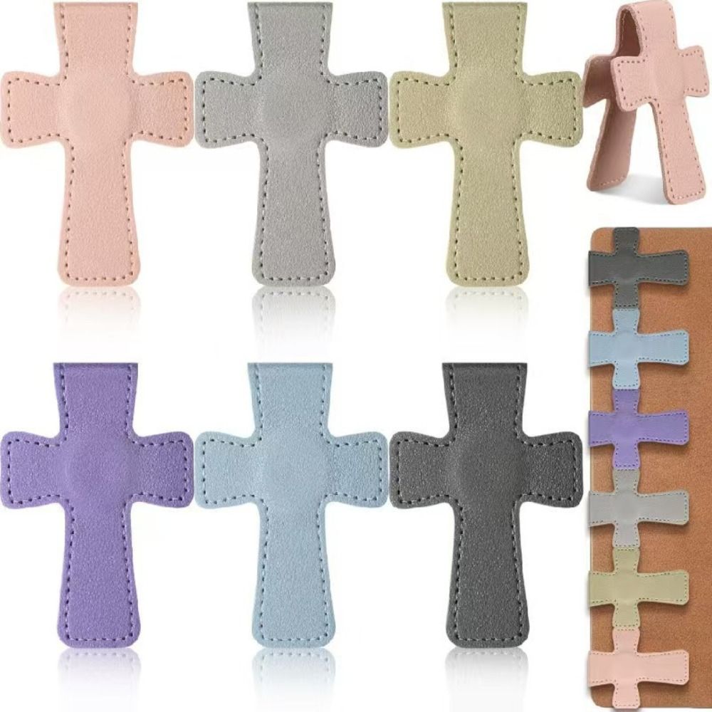 Bookmark Magnetic Clip - ที่คั่นหนังสือหนังแท้แบบแม่เหล็ก ลายกากบาท สองด้าน ของขวัญ ที่หนีบหน้ากระดาษ อุปกรณ์อ่านหนังสือ