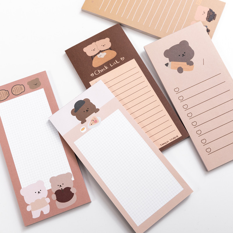 Office Stationery Supply List - แผ่นจดบันทึกน่ารักลายหมีคุกกี้เกาหลีน่ารักแผ่นข้อความตกแต่งสมุดบันทึกรายการเครื่องเขียนอุปกรณ์สำนักงาน