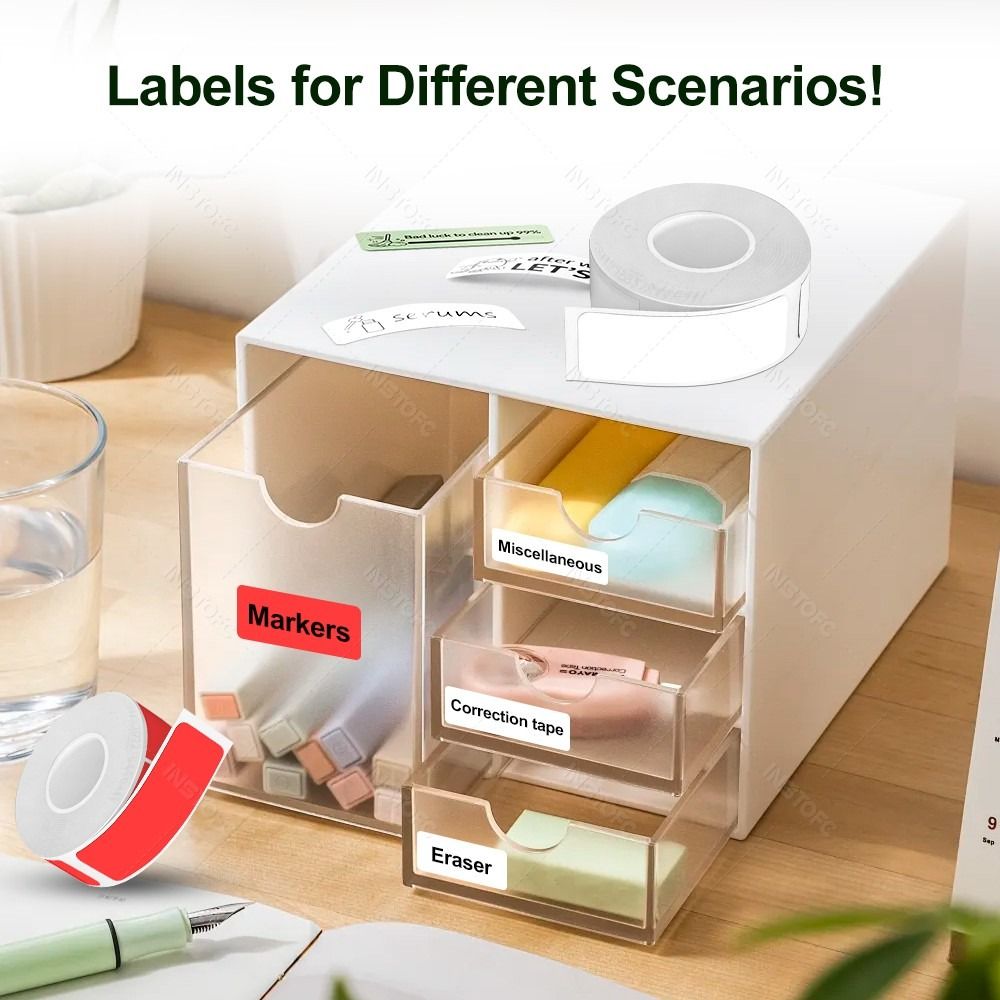 Label Printer Tape - กระดาษเครื่องพิมพ์ฉลากกาวหลากสี 12 มม.× 40 มม. 160/ม้วน