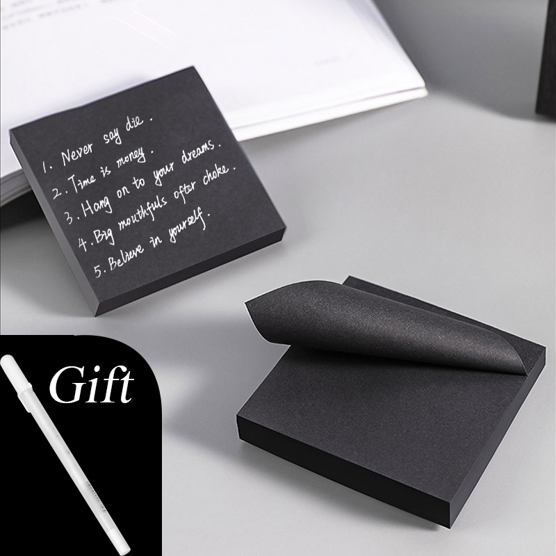 Office Stationery Supply List - กระดาษโน้ตสีดำแบบมีกาวในตัว สำหรับจดรายการสิ่งที่ต้องทำ สมุดบันทึกน่ารัก อุปกรณ์สำนักงานและโรงเรียน ของขวัญ เครื่องเขียน