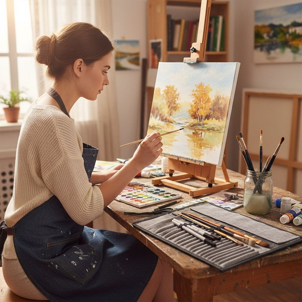 กระเป๋าใส่แปรงวาดภาพแบบม้วน สี - Pen Pouch Roll บทวิจารณ์และราคา