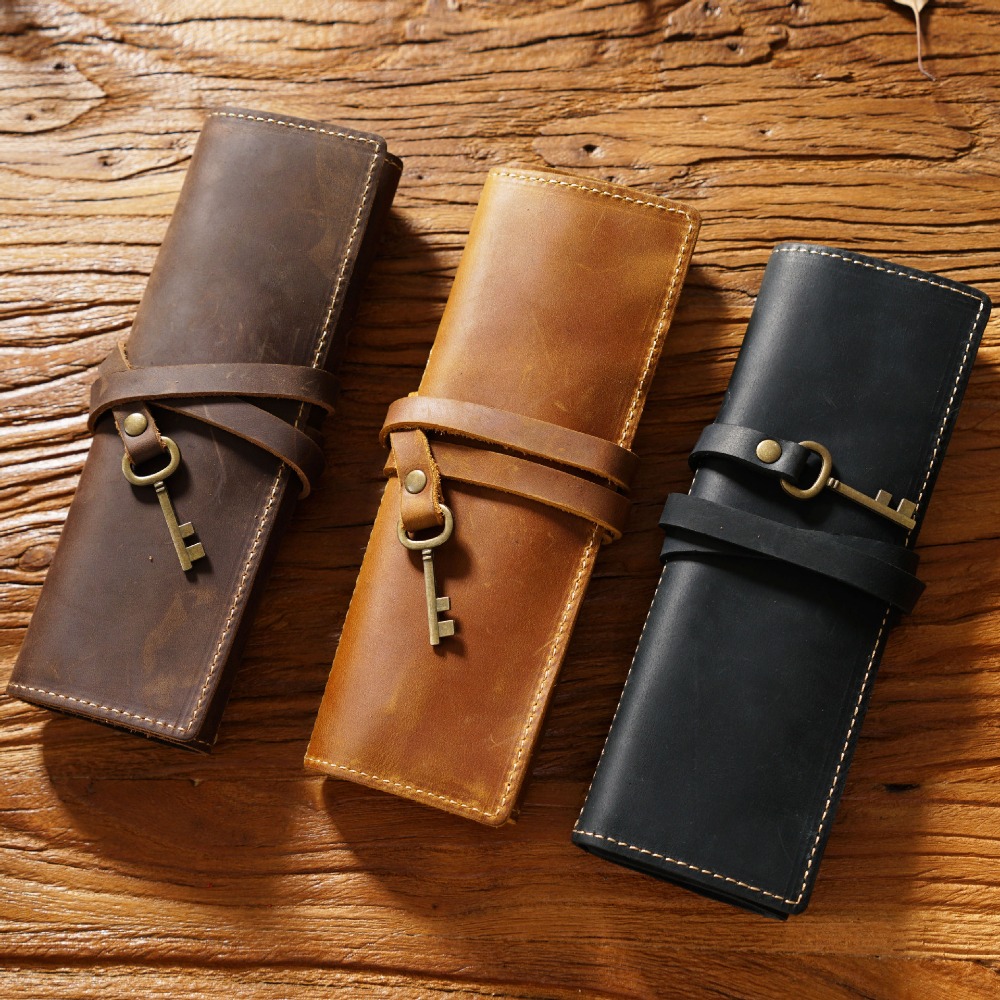 Retro ของแท้หนัง Handmade ปากก - Pen Pouch Roll บทวิจารณ์และราคา