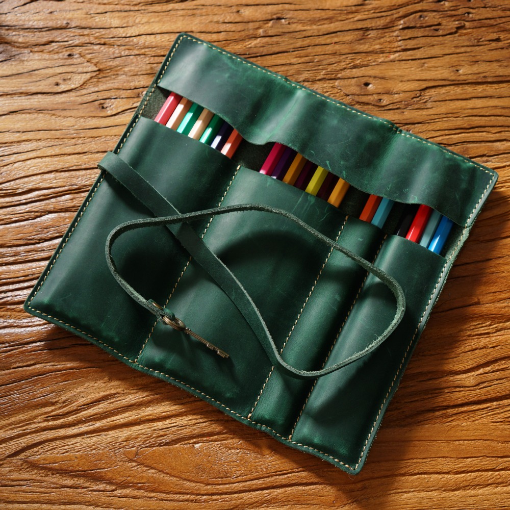 Retro ของแท้หนัง Handmade ปากก - Pen Pouch Roll บทวิจารณ์และราคา