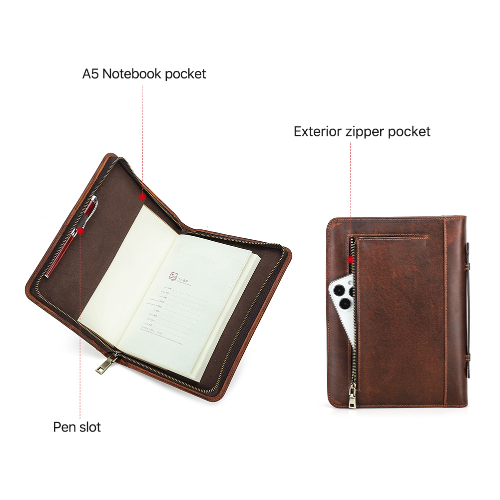 Retro หนังซิปคลัทช์ A5 ปกหนังส - Journal Leather Hardcover บทวิจารณ์และราคา